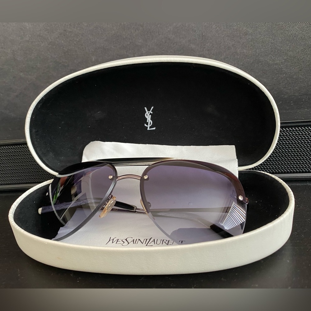 Yves Saint Laurent Aviator Rimless black grey sunglasses 2319/S Authentic New